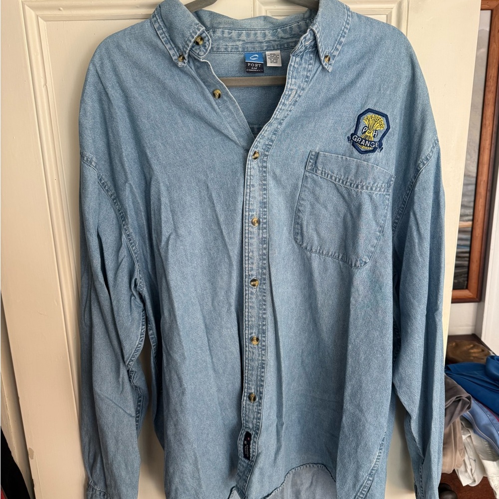 Light Blue Denim Button-Up Shirt